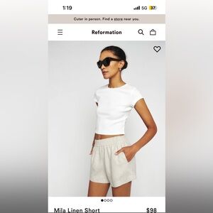 Reformation Mila Linen Shorts in Oatmeal